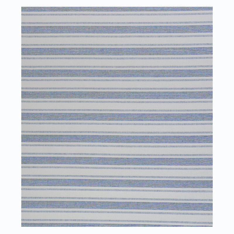 Blue and white striped woven wallcovering