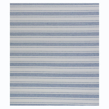 Blue and white striped woven wallcovering