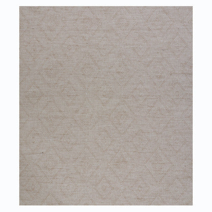 Beige linen-textured woven wallcovering with a subtle geometric diamond pattern; natural color.