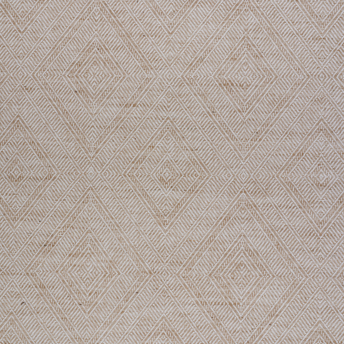 Beige woven wallcovering with a linen-paper weave texture and a subtle light tan repeating pattern.