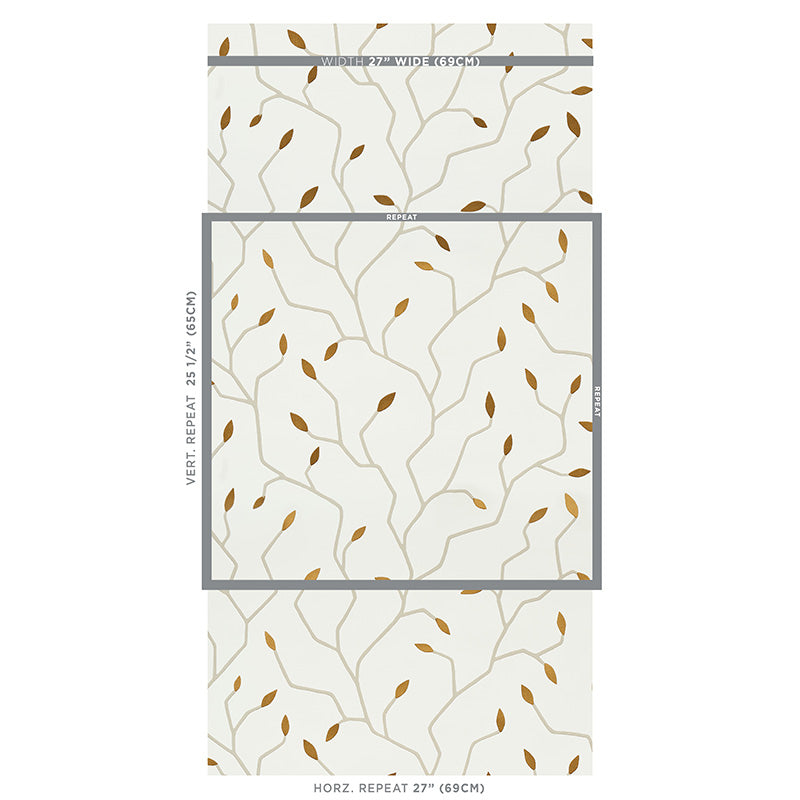 SCHUMACHER WALLCOVERING  MISTERIOSO CYMBELINE   IVORY & GOLD   - 5011380
