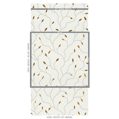 SCHUMACHER WALLCOVERING  MISTERIOSO CYMBELINE   IVORY & GOLD   - 5011380
