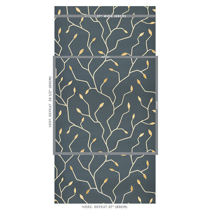 SCHUMACHER WALLCOVERING  MISTERIOSO CYMBELINE   CHARCOAL & GOLD   - 5011382