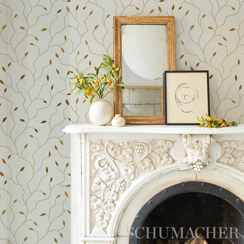 SCHUMACHER WALLCOVERING  MISTERIOSO CYMBELINE   CHARCOAL & GOLD   - 5011382