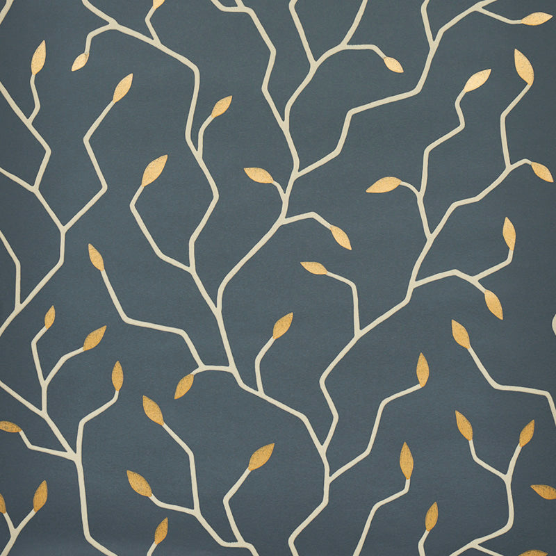 SCHUMACHER WALLCOVERING  MISTERIOSO CYMBELINE   CHARCOAL & GOLD   - 5011382