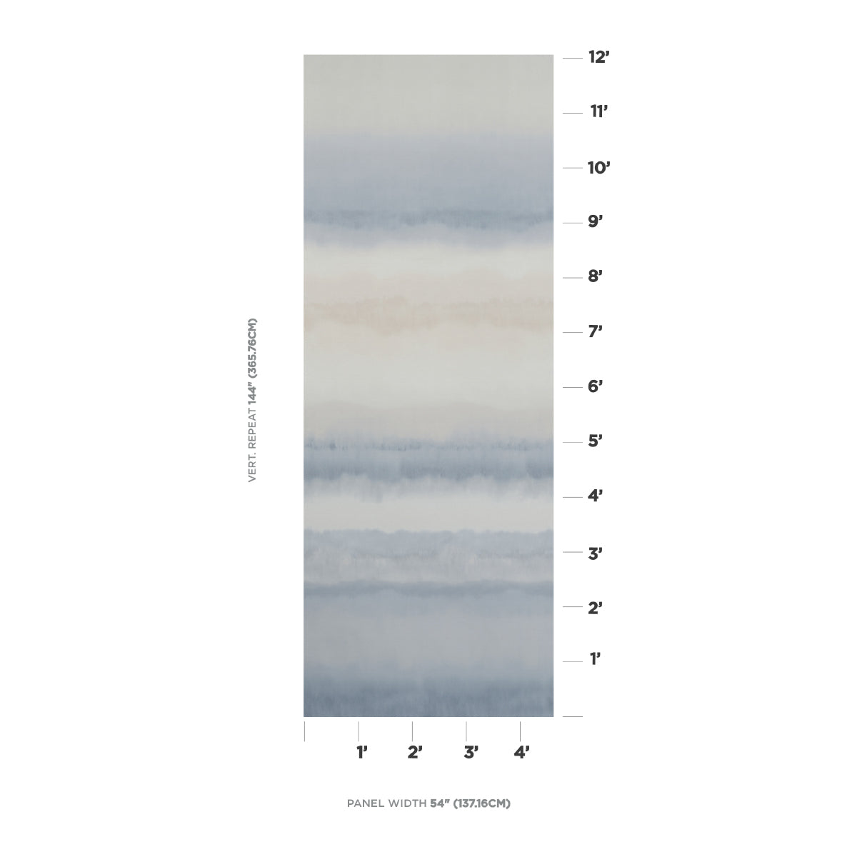 SCHUMACHER WALLCOVERING  AQUARELLE ORISSA PANEL   BLUE & NATURAL   - 5011451