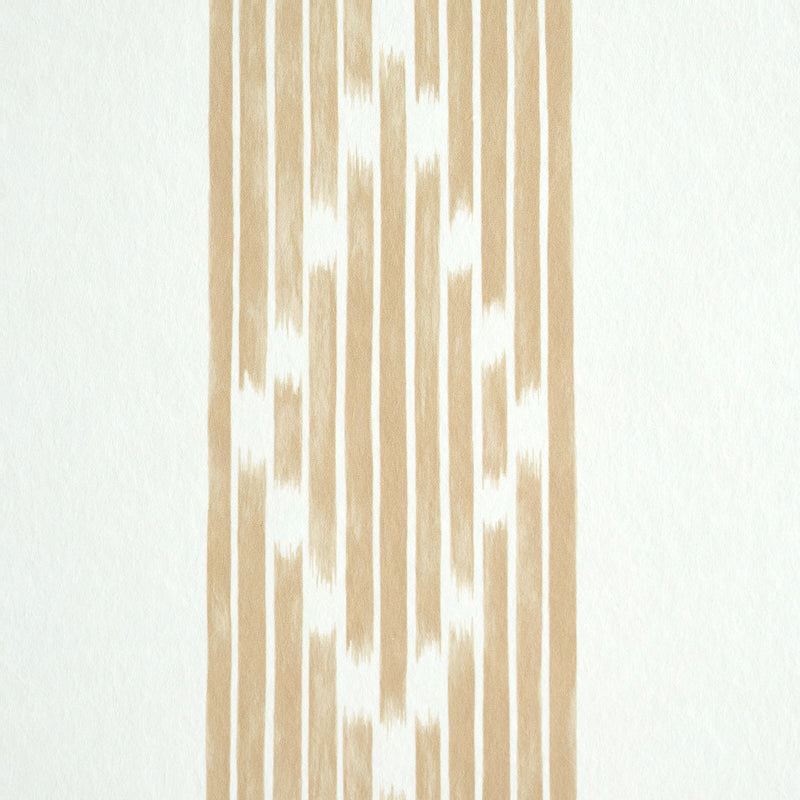 Beige vertical stripes with white gaps on a pale ivory background; fabric-like wallpaper pattern.