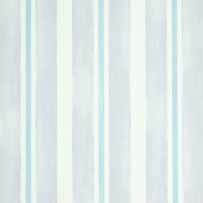 Vertical lavender and white striped wallpaper with alternating wide and narrow stripes, soft matte finish.