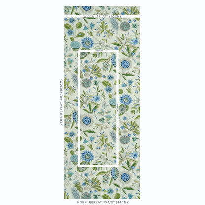 SCHUMACHER WALLCOVERING  PERENNIAL FAVORITES ROCA REDONDA   BLUE & IVORY   - 5011620