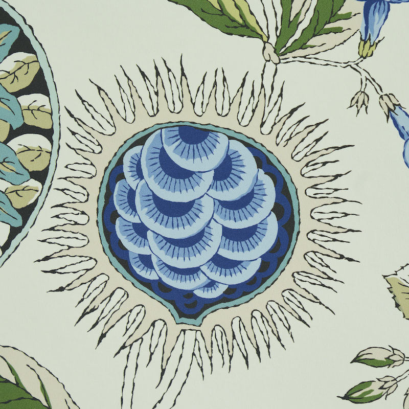 SCHUMACHER WALLCOVERING  PERENNIAL FAVORITES ROCA REDONDA   BLUE & IVORY   - 5011620