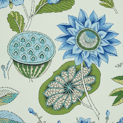 SCHUMACHER WALLCOVERING  PERENNIAL FAVORITES ROCA REDONDA   BLUE & IVORY   - 5011620