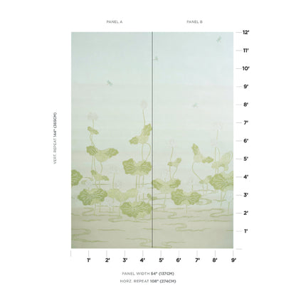 SCHUMACHER WALLCOVERING  PERENNIAL FAVORITES KIREINA LOTUS PANEL SET   WHITE IVORY   - 5011691