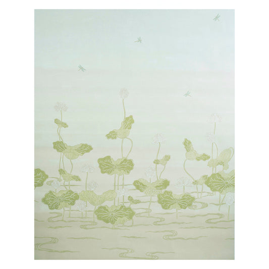 SCHUMACHER WALLCOVERING  PERENNIAL FAVORITES KIREINA LOTUS PANEL SET   WHITE IVORY   - 5011691