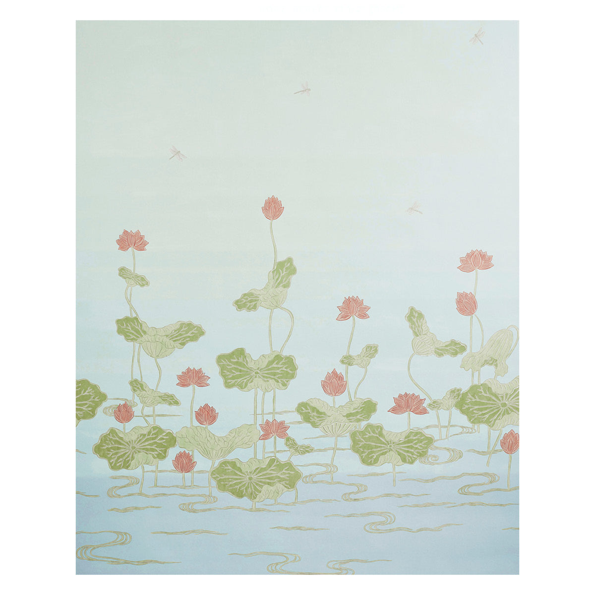 SCHUMACHER WALLCOVERING  PERENNIAL FAVORITES KIREINA LOTUS PANEL SET   MINERAL   - 5011692