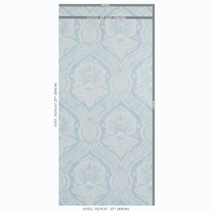 SCHUMACHER  PERENNIAL FAVORITES VILLANDRY DAMASK PRINT   BLUE   - 5011750