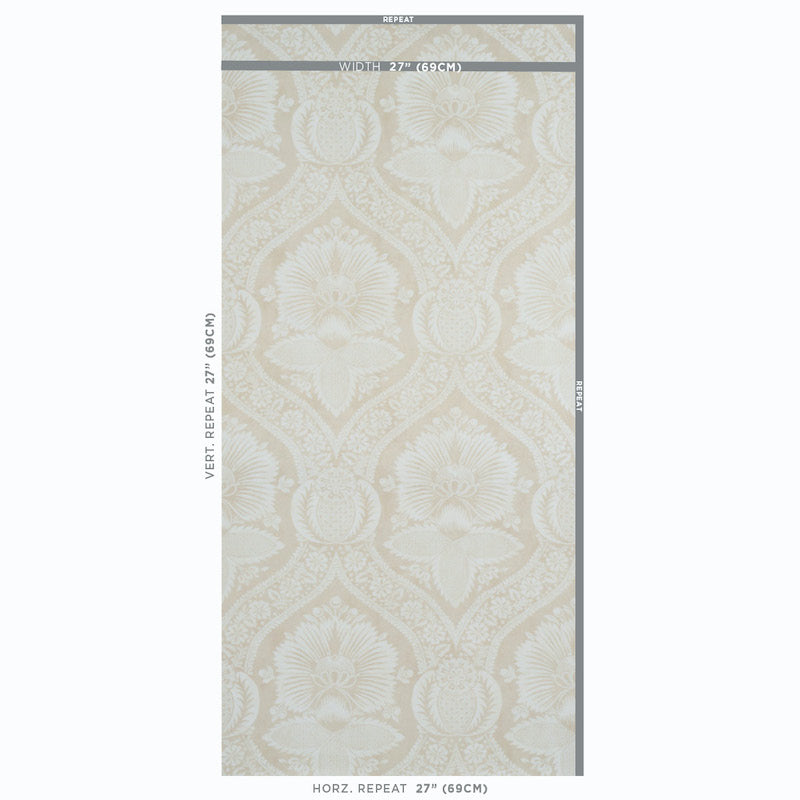 SCHUMACHER  PERENNIAL FAVORITES VILLANDRY DAMASK PRINT   NEUTRAL   - 5011751