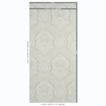 SCHUMACHER  PERENNIAL FAVORITES VILLANDRY DAMASK PRINT   NEUTRAL   - 5011751