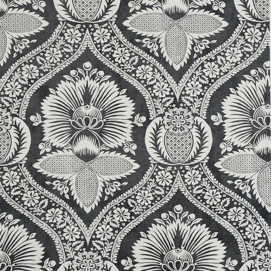 SCHUMACHER  PERENNIAL FAVORITES VILLANDRY DAMASK PRINT   BLACK   - 5011752