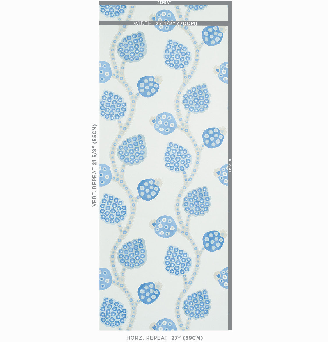SCHUMACHER  PERENNIAL FAVORITES ANNABEL WARP PRINT   BLUE   - 5011771