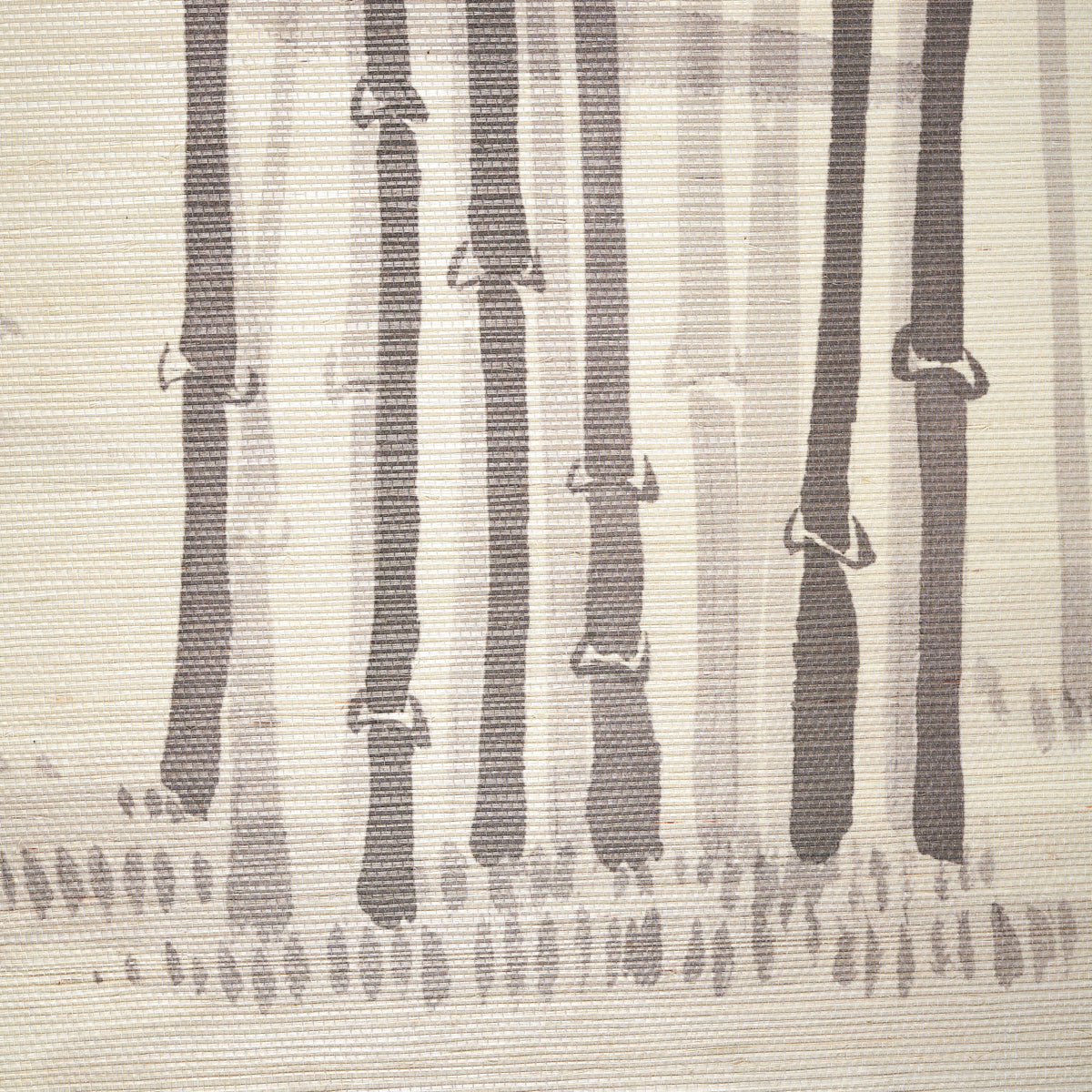 Beige woven fabric with vertical charcoal rope stripes and loop accents, rustic-modern curtain pattern.