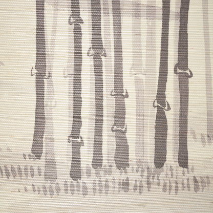 Beige woven fabric with vertical charcoal rope stripes and loop accents, rustic-modern curtain pattern.
