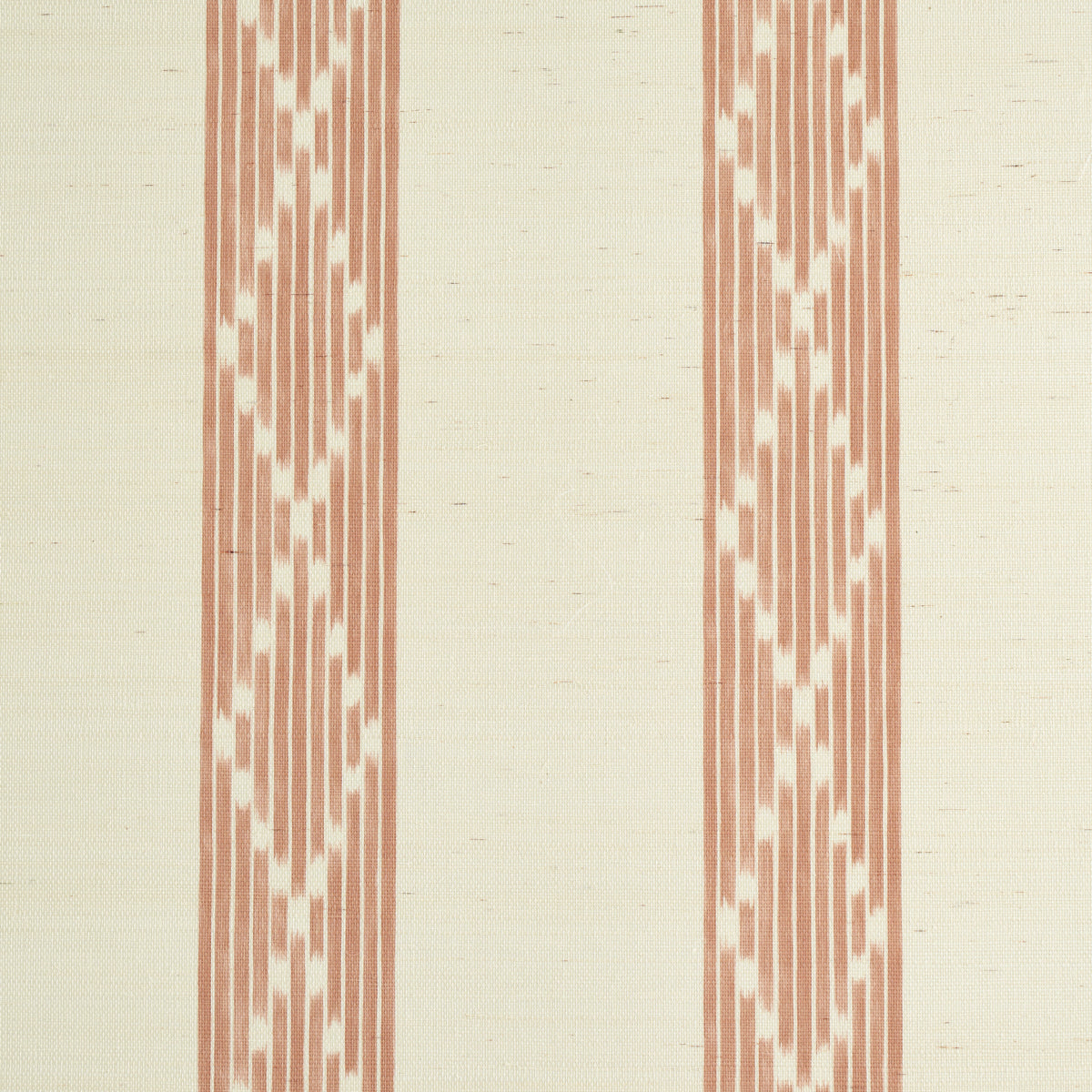 Two dusty rose vertical ikat-style stripes on cream fabric.