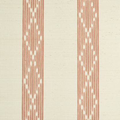 Two dusty rose vertical ikat-style stripes on cream fabric.