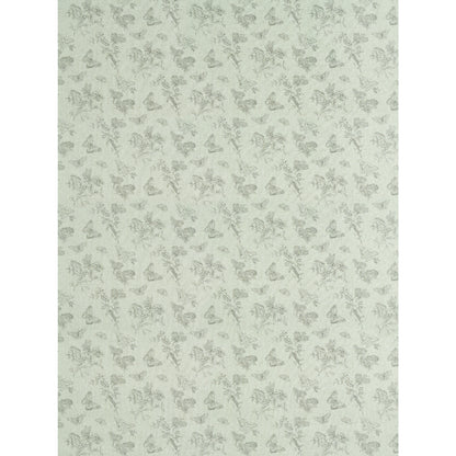 Black linen-textured wallpaper with a subtle gray botanical floral pattern in a delicate, repeating motif.