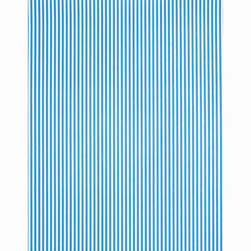 Cobalt and white vertical striped wallpaper with narrow, even stripes; modern decorative wallpaper.