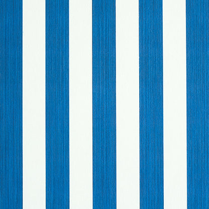 Blue and white vertical striped pattern; bold nautical-style textile or wallpaper.