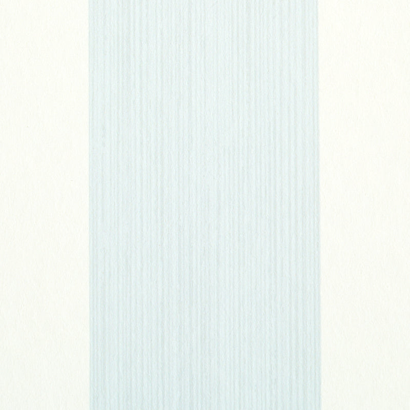Vertical pale blue textured stripe on a cream backdrop; swatch sample for wallpaper.