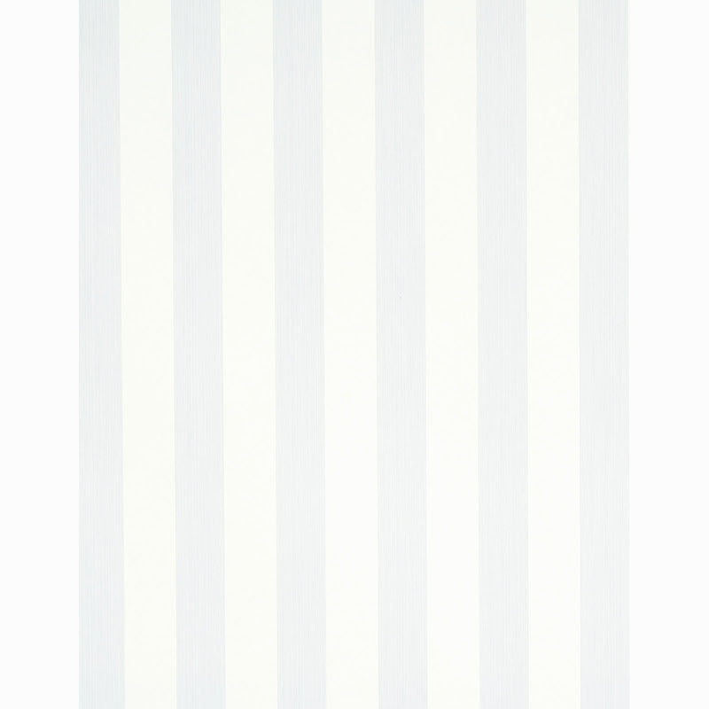 Vertical lavender and ivory striped wallpaper in a wide stripe pattern for a soft, modern wall look.