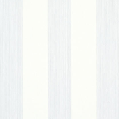 Vertical striped wallpaper in pale blue-gray and ivory with subtle linear texture.