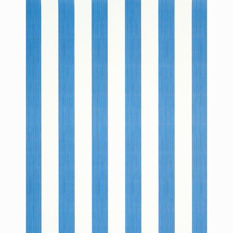 Vertical navy blue brush-stroke stripes on white wallpaper.