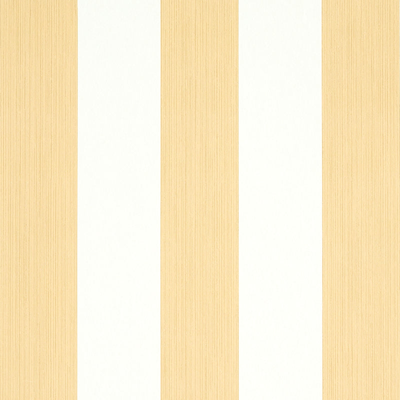 Wallpaper with vertical light wood-plank stripes in cream and wheat tones.
