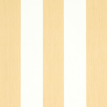 Wallpaper with vertical light wood-plank stripes in cream and wheat tones.