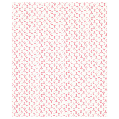 Soft pink floral repeating pattern of tiny blossoms arranged in diagonal rows.