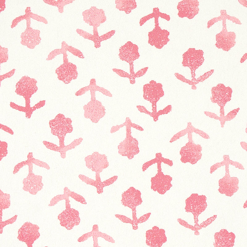 Cream background with soft pink floral pattern; small repeating flower motifs for fabric or wallpaper.