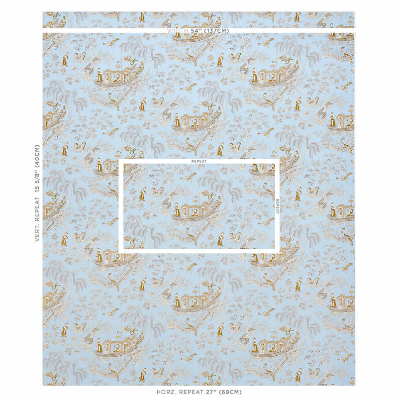 Light blue fabric with a repeating pattern.