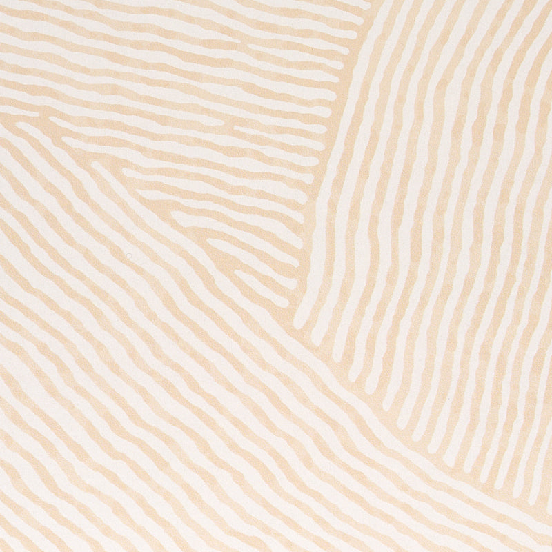 Beige & cream abstract striped pattern with curved wavy lines, fabric design.