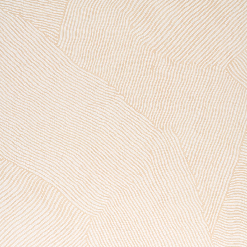 Beige striped fabric close-up with fine cream lines; lightweight linen/cotton-look material for apparel or home decor.