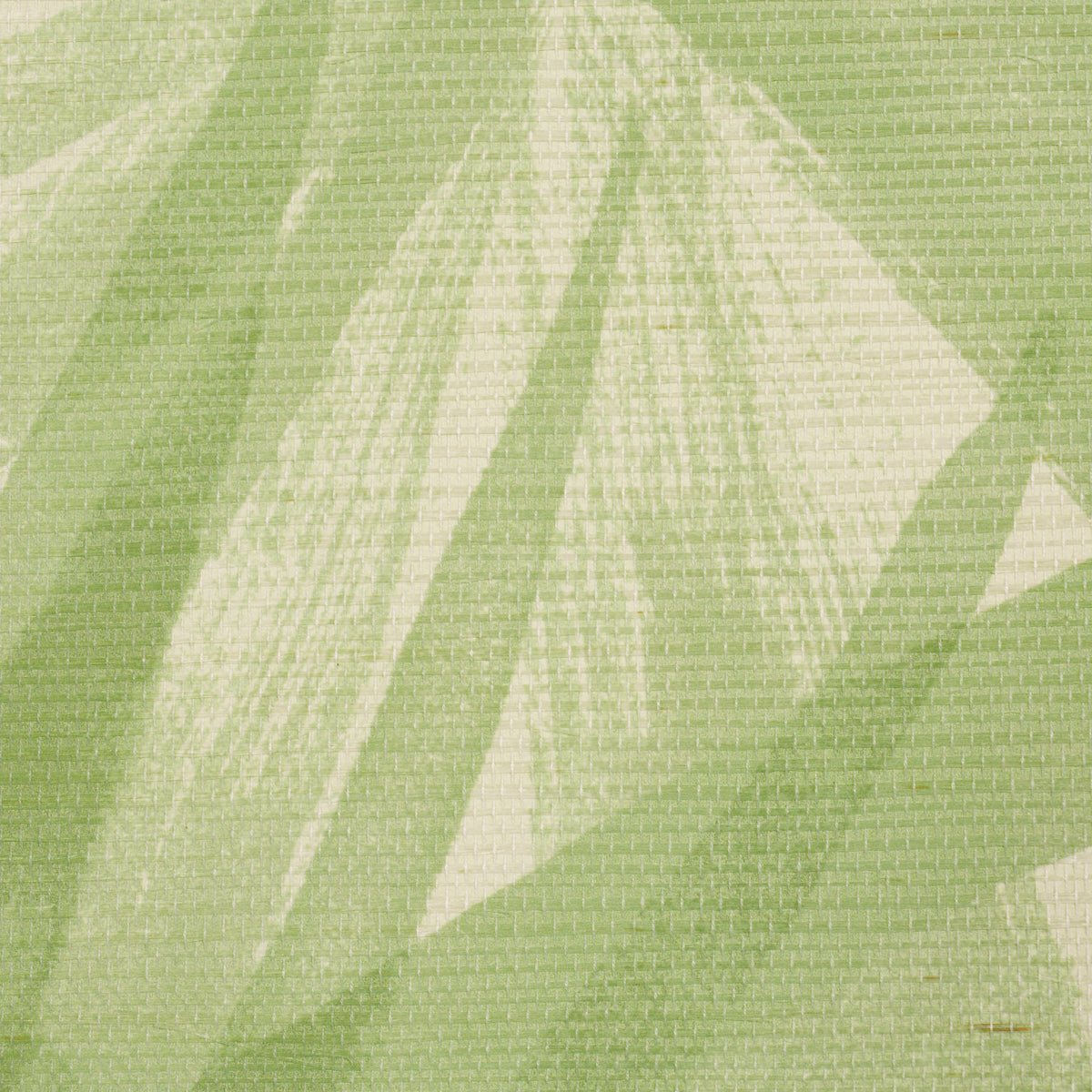 Lime-green textile with pale cream geometric shapes and a woven, draped-fabric look.