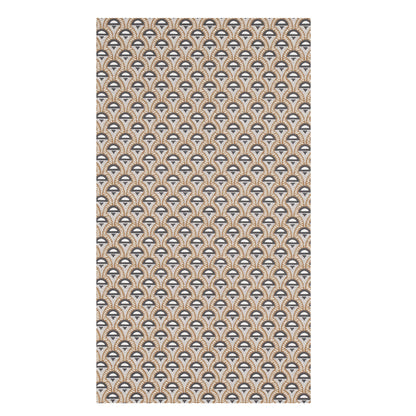 Camel and black scalloped arch pattern in a repeating motif; decorative wallpaper or fabric print for home decor.
