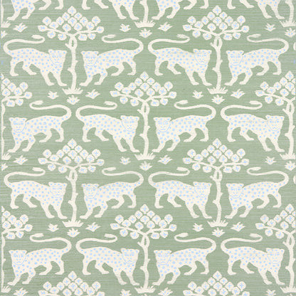 SCHUMACHER WALLCOVERING  TEXTURED WALLCOVER & GRASSCLOTH WOODLAND LEOPARD SISAL   SEAGLASS   - 5012300