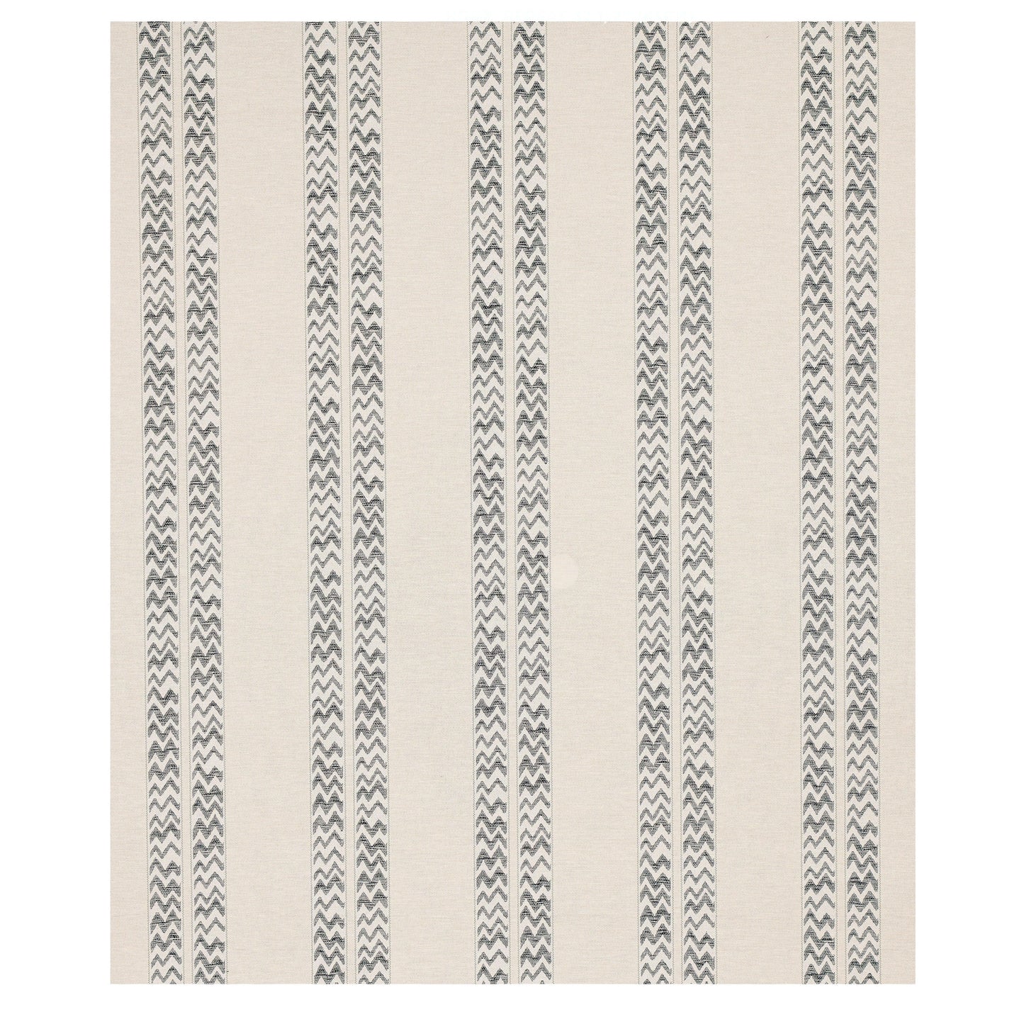 Beige rectangular area rug with vertical dark grey chevron stripes; modern Nordic style, soft woven texture.