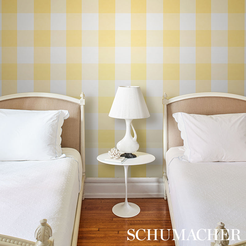 SCHUMACHER WALLCOVERING  PLAID WALLCOVERINGS WILLA CHECK LARGE   YELLOW   - 5012353