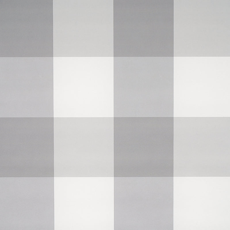 Gray and white plaid large-check wallcovering