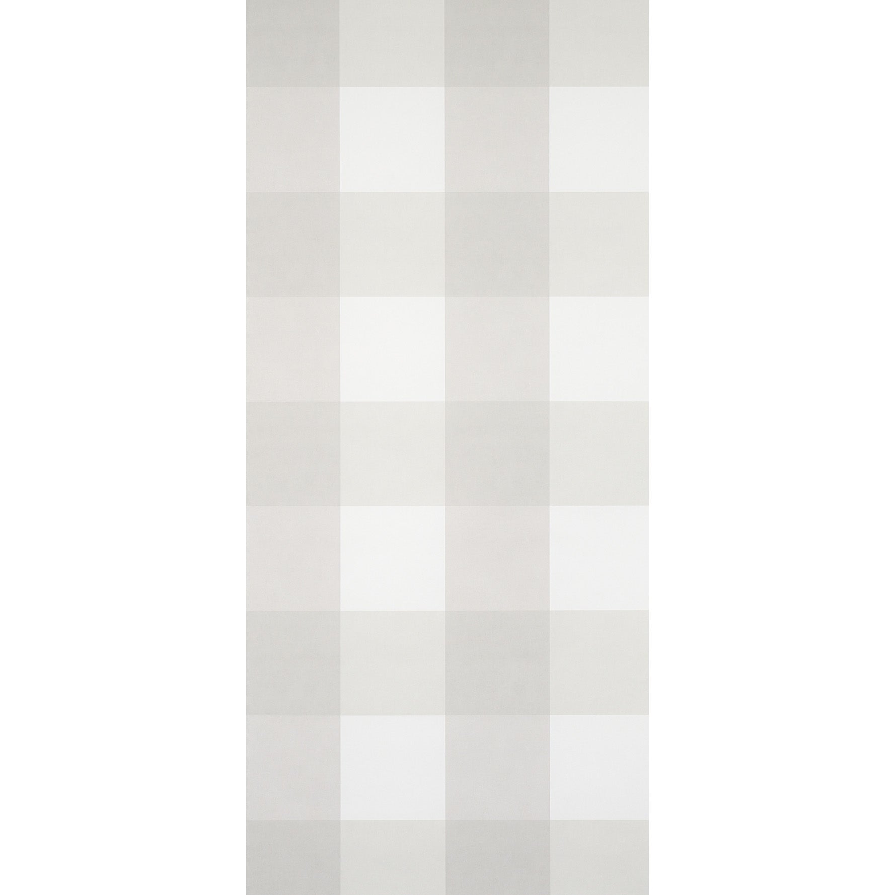 Tall vertical checkered wallpaper panel in pale gray and white for modern walls.