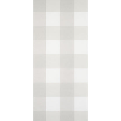 Tall vertical checkered wallpaper panel in pale gray and white for modern walls.