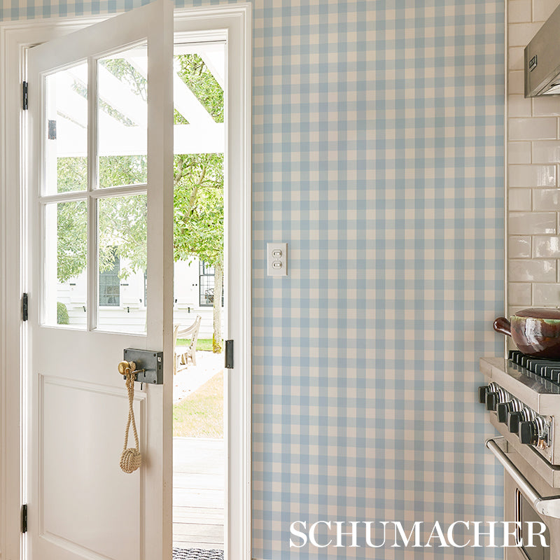 SCHUMACHER WALLCOVERING  PLAID WALLCOVERINGS WILLA CHECK SMALL   CHAMBRAY   - 5012360
